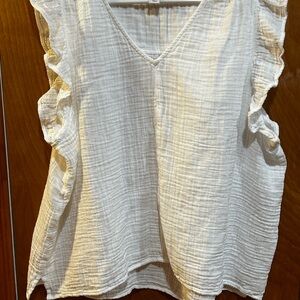 Old Navy White Ruffled Blouse